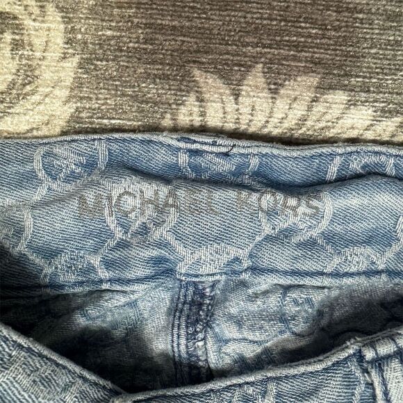 Michael Kors Women's Size 2 Blue Denim Monogram Mini Skirt Vintage - Picture 3 of 6